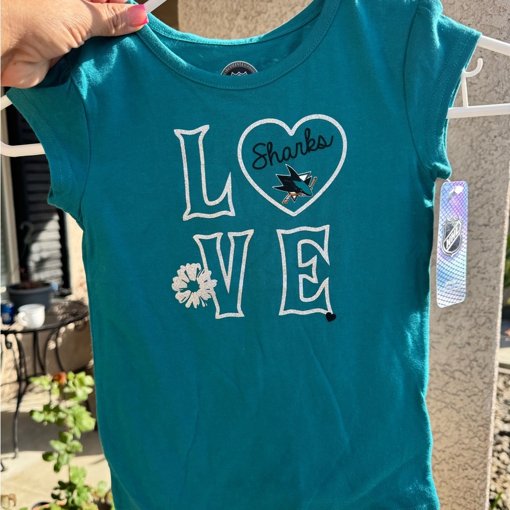 NHL Teal Sharks Kids Short Sleeve Tee sz 4t